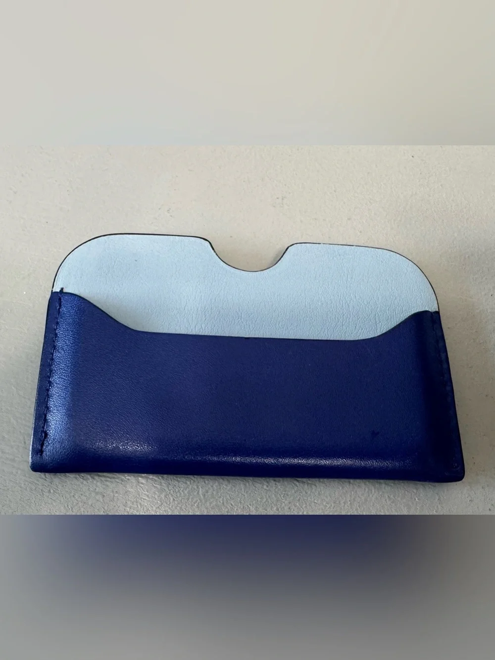Acne Navy and Teal Leather Card Sleeve